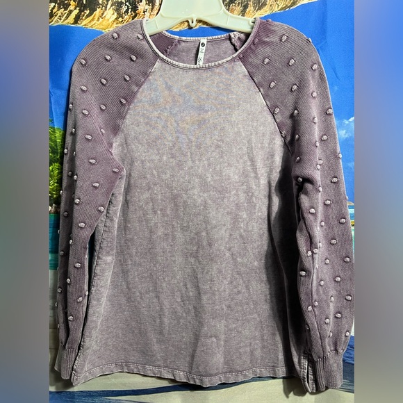 Leo & Nicole Cotton Sweater Crewneck Swiss-dot Two-Tone - Picture 1 of 6